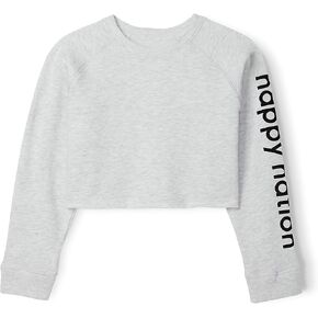 Happy Nation Girls Fleece Crop Crewneck Sweatshirt in Kuwait