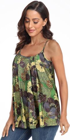 JOELLYUS Tank Top for Women Pleated Spaghetti Strap Camisole Loose Fit Casual Sleeveless Flowy Basic Tops in Saudi Arabia