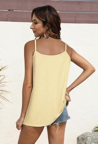 JOELLYUS Tank Top for Women Pleated Spaghetti Strap Camisole Loose Fit Casual Sleeveless Flowy Basic Tops in Saudi Arabia