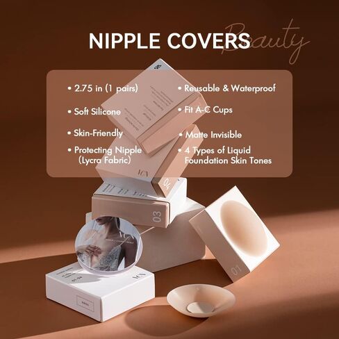 غطاء الحلمة من VCNBRA - أغطية حلمات من السيليكون اللاصق القابل لإعادة الاستخدام وبتلات الثدي الرفيعة جدًا وأغطية الحلمات غير المرئية in Kuwait