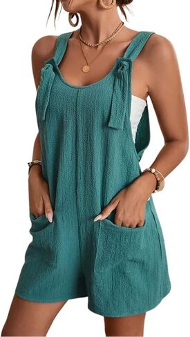bothandy Women's Summer Adjustable Strap Short Jumpsuit Sleeveless Loose Fit Overalls Cute Rompers Shorts in Kuwait
