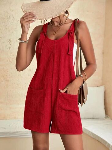 bothandy Women's Summer Adjustable Strap Short Jumpsuit Sleeveless Loose Fit Overalls Cute Rompers Shorts in Kuwait