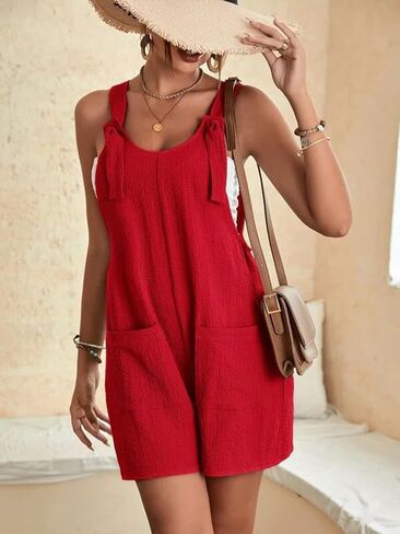 bothandy Women's Summer Adjustable Strap Short Jumpsuit Sleeveless Loose Fit Overalls Cute Rompers Shorts in Kuwait