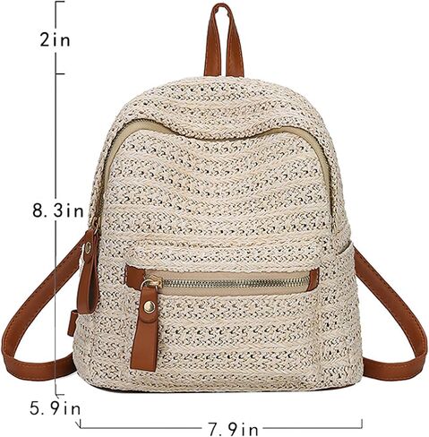 ZLM BAG US Handwoven Straw Backpack for Women Bohemian Beach Backpack Purse Casual Holiday Daypack in Saudi Arabia