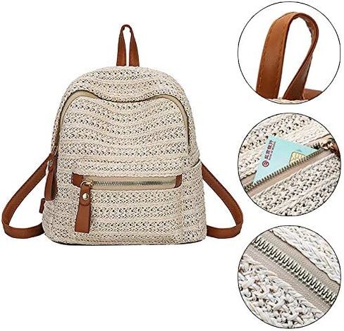 ZLM BAG US Handwoven Straw Backpack for Women Bohemian Beach Backpack Purse Casual Holiday Daypack in Saudi Arabia