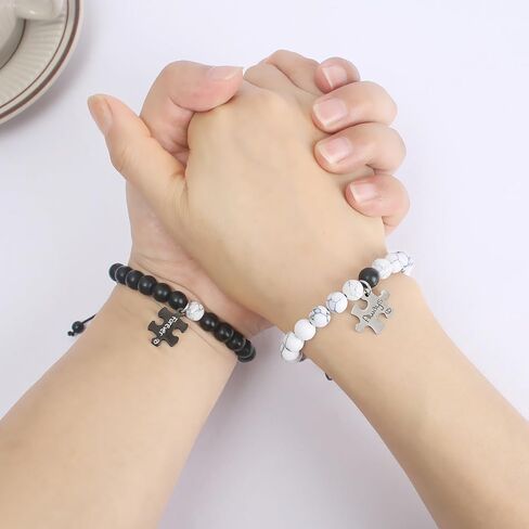 مجموعة اساور للازواج عبارة "His Crazy Her Weirdo" متطابقة من الخرز للازواج، سوار هدية للصديق والصديقة in Kuwait