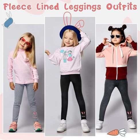 Taiyin 4 Pack Girls Winter Fleece Lined Leggings Thick Warm Leggings Cotton Thermal Pants Tights for Girls in Saudi Arabia