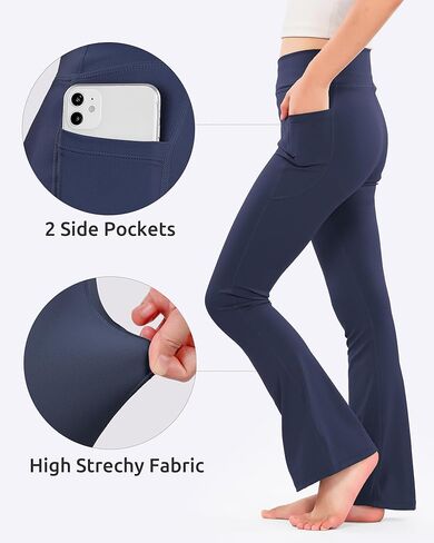 Witwot Girls Flare Leggings V Cross High Waisted Yoga Pants Kids Bell Bottoms Athletic Pants with Pocket in Kuwait