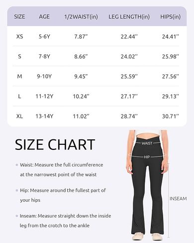 Witwot Girls Flare Leggings V Cross High Waisted Yoga Pants Kids Bell Bottoms Athletic Pants with Pocket in Kuwait