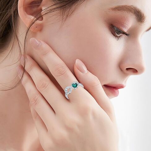 Gnteey Lab Grown Emerald Ring 925 Sterling Silver Emerald Infinity Ring Heart Shape Emerald Engagement Ring for Women in Saudi Arabia