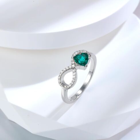 Gnteey Lab Grown Emerald Ring 925 Sterling Silver Emerald Infinity Ring Heart Shape Emerald Engagement Ring for Women in Saudi Arabia