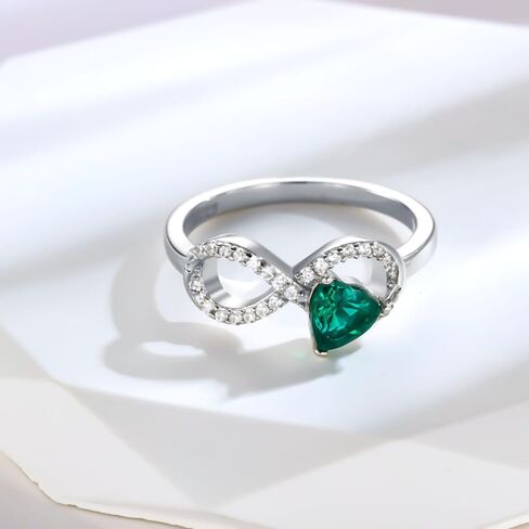 Gnteey Lab Grown Emerald Ring 925 Sterling Silver Emerald Infinity Ring Heart Shape Emerald Engagement Ring for Women in Saudi Arabia