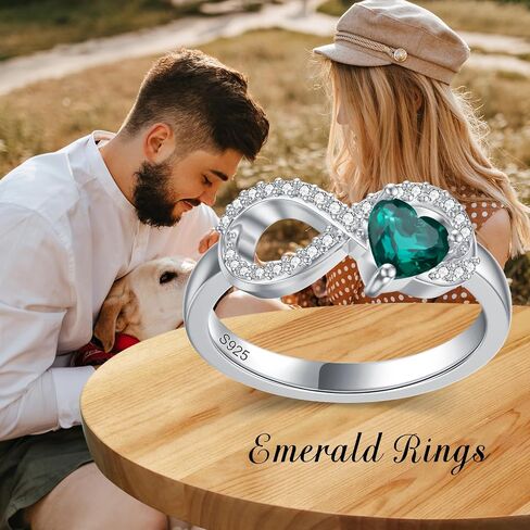 Gnteey Lab Grown Emerald Ring 925 Sterling Silver Emerald Infinity Ring Heart Shape Emerald Engagement Ring for Women in Saudi Arabia