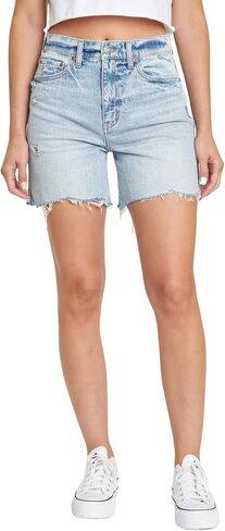 DAZE Women's Sundaze High-Rise Long Jean Shorts in Saudi Arabia
