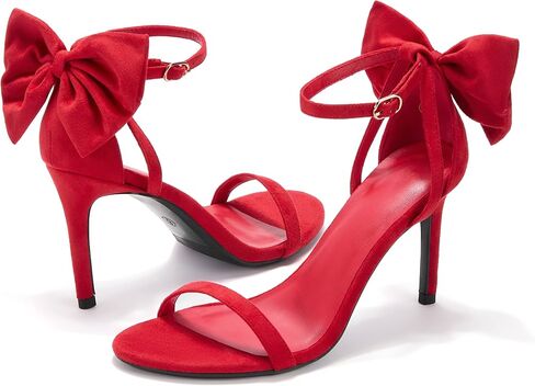 Coutgo Womens Ankle Strap High Heels Open Toe Stiletto Bow Tie Knot Heeled Sandals Fashion Wedding Dress Pump Shoes in Saudi Arabia