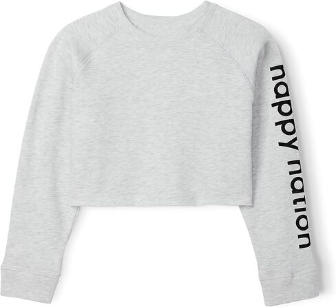 Happy Nation Girls Fleece Crop Crewneck Sweatshirt in Kuwait