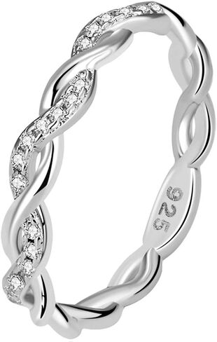 Jude Jewelers Platinum Plated Silver Braided Knot Eternity Wedding Band Promise Ring in Saudi Arabia