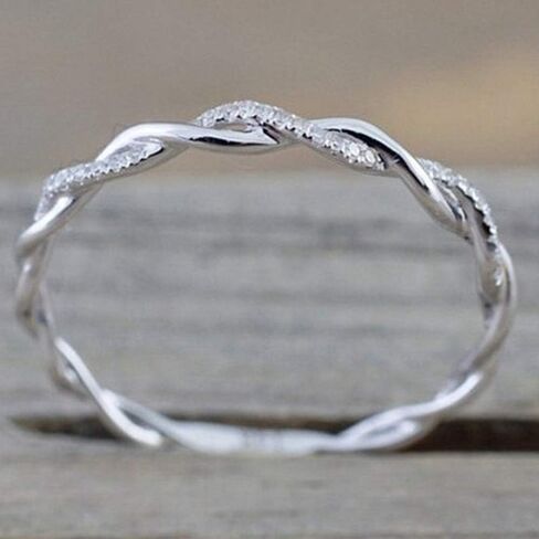 Jude Jewelers Platinum Plated Silver Braided Knot Eternity Wedding Band Promise Ring in Saudi Arabia