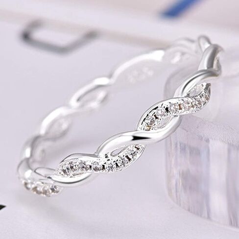 Jude Jewelers Platinum Plated Silver Braided Knot Eternity Wedding Band Promise Ring in Saudi Arabia