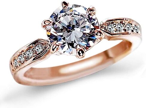 1.5 Carat CZ Diamond Cut Cubic Zirconia Engagement Rings for Women,Silver/18K Rose Gold Plated Dainty Promise Solitaire Wedding Ring Band in Saudi Arabia