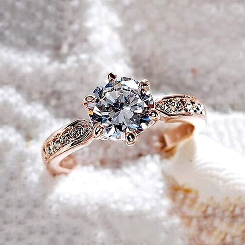 1.5 Carat CZ Diamond Cut Cubic Zirconia Engagement Rings for Women,Silver/18K Rose Gold Plated Dainty Promise Solitaire Wedding Ring Band in Saudi Arabia