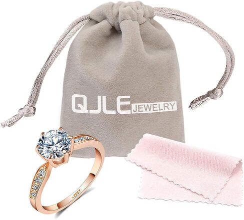 1.5 Carat CZ Diamond Cut Cubic Zirconia Engagement Rings for Women,Silver/18K Rose Gold Plated Dainty Promise Solitaire Wedding Ring Band in Saudi Arabia