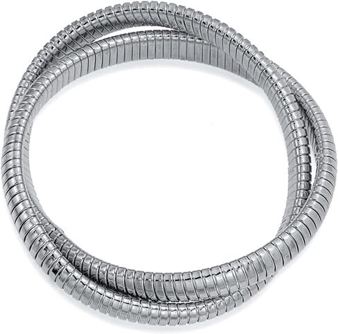 Omega Snake Cobra Wide Bangle Twisted Bracelet Bands Set Interlocking Flexible Stretch Bracelets for Women Silver Gunmetal Rose Yellow Gold Plated Stainless Steel Fits 8 to 8.5 inches Wrist in Saudi Arabia