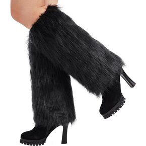 CanB Women Furry Leg Warmers Winter Fur Fluffy Leg Warmers Winter Boot Cuffs Covers Rave Party Accessories for Women