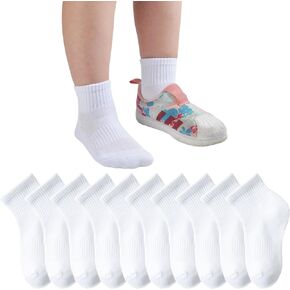 hakugoo 10 Pairs Boys Ankle Socks, Kids Cushioned Quarter Socks Athletic Socks Breathable Mesh Sports Socks for Girls Youth