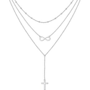 Boho Sterling Silver Dainty Bead Layered Long Lariat Choker Necklaces for Women in Kuwait