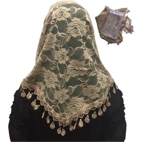 Mass Veil Catholic Church Mantilla Chapel Lace Shawl or Scarf Latin Mass Head Cover with a Handy Storage Pouch in Saudi Arabia