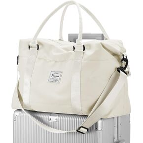 حقيبة سفر للنساء، حقيبة حمل لعطلات نهاية الأسبوع حقيبة حمل طوال الليل مع حقيبة رياضية بأكمام ترولي مع جيب مبلل للأغراض الشخصية، حقيبة سفر للتمرين، حقيبة من القماش الخشن باللون البيج والأخضر in Kuwait