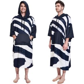 Surf Poncho for Men Women Adult, Changing Towel Hoodie with Kangaroo Pocket, Swim Robe for Beach, Pool, Swimming, Surfing (Blue, Medium)