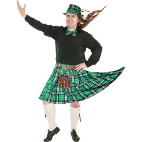 Geyoga Adult Buffalo Plaid Kilt with Bow Tie Plaid Skirts Tartan Pleats Kilt for Women Men Valentine St. Patrick Day in Saudi Arabia
