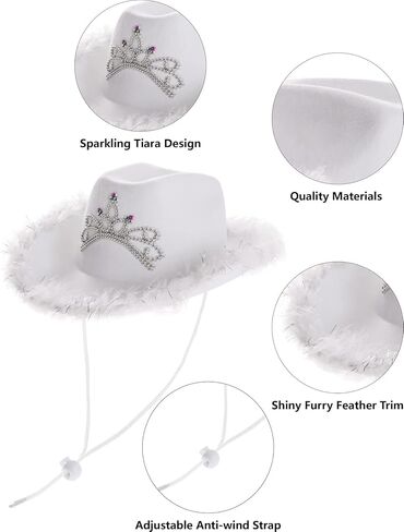 قبعة راعية البقر النسائية من Funny World قبعة تاج الأميرة تاج رعاة البقر in Kuwait