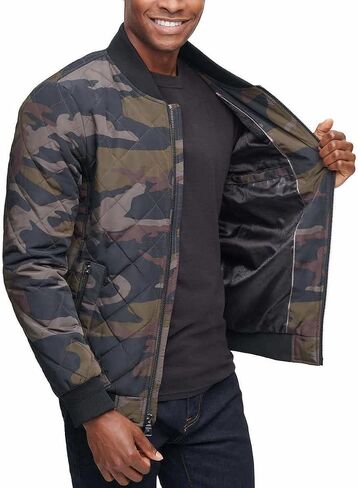 Calvin Klein Mens Lightweight Quilted Bomber Jacket (Olive Camo, Large) in Saudi Arabia