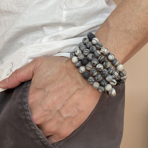 Agar Creations - Men Women 108 Bead Picasso Jasper 8mm Mala - Buddha Prayer Beads - Yoga Meditation Mala Bracelet Necklace - Healing Stone in Saudi Arabia