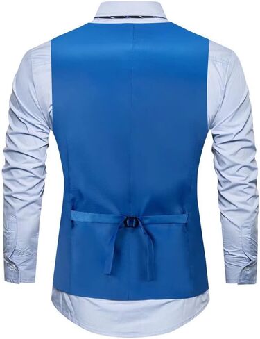 Aowdoy Men's Casual Suit Vest Slim Fit Dress Vest Wedding Waistcoat for Man Royal Blue XL in Kuwait
