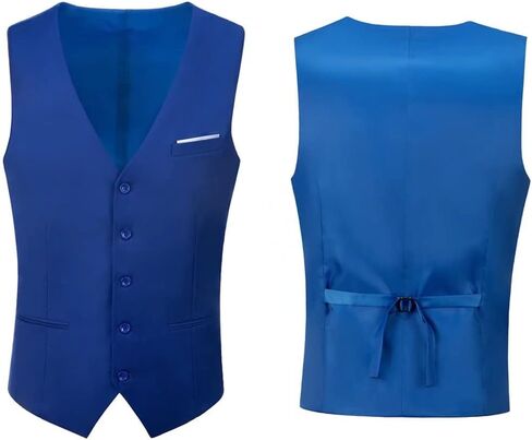 Aowdoy Men's Casual Suit Vest Slim Fit Dress Vest Wedding Waistcoat for Man Royal Blue XL in Kuwait