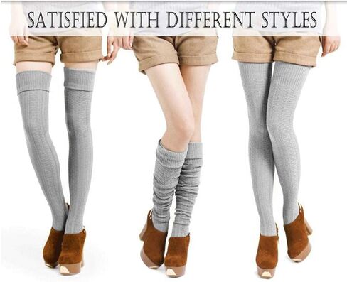 Joyingtwo جوارب عالية الحجم للنساء من القطن فوق الركبة لتدفئة الساق in Kuwait