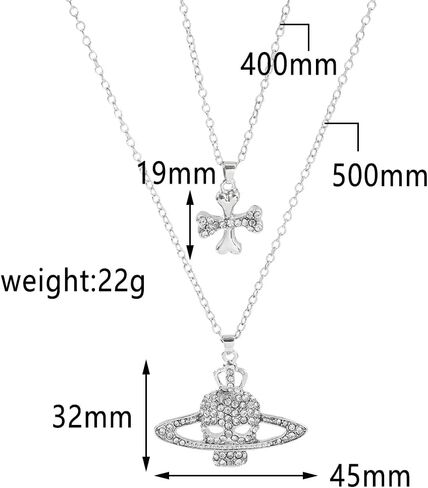 كورت سي بي عقد بقلادة بتصميم كوكب زحل قوطي من حجر الراين بتصميم جمجمة متقاطعة بنمط كوكب انمي نانا، قلادة بطبقات رائعة للنساء والفتيات، 19.6 انش (50 سم)، زنك، حجر الراين in Kuwait
