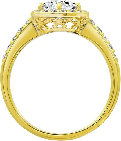 مجموعة أمازون من الذهب عيار 10 قيراط مصنوعة من حلقة هالة مستديرة من الزركونيا المكعبة من عناصر لا حصر لها in Kuwait