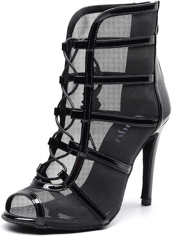 Goettin Women's Latin Dance Shoes with straps dance shoes high heel 10cm 4 inch suede bottom in Saudi Arabia