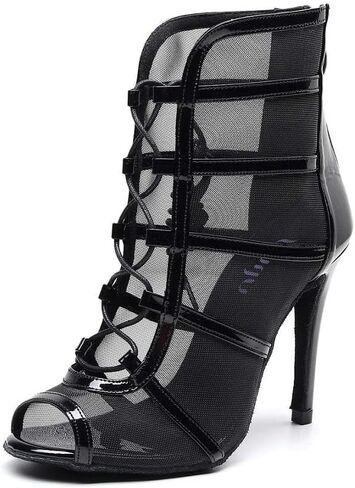Goettin Women's Latin Dance Shoes with straps dance shoes high heel 10cm 4 inch suede bottom in Saudi Arabia