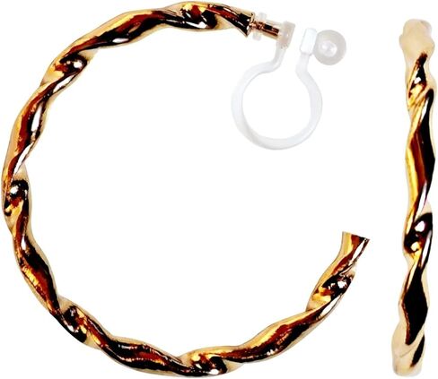 هوب غير مرئية كليب على الأقراط للنساء غير مثقوب الذهب الصغيرة الملتوية هوب مريحة الفضة مشبك كبير على الأقراط ميابي غريس in Kuwait