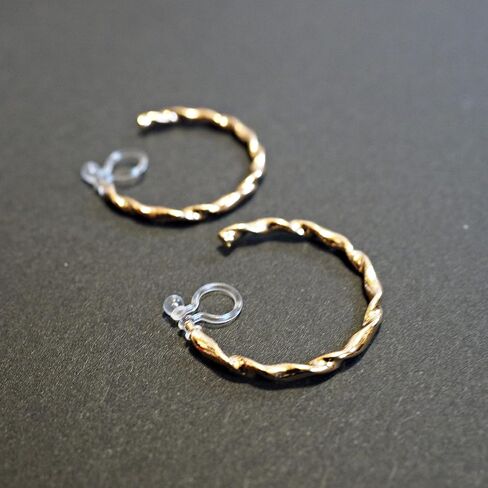 هوب غير مرئية كليب على الأقراط للنساء غير مثقوب الذهب الصغيرة الملتوية هوب مريحة الفضة مشبك كبير على الأقراط ميابي غريس in Kuwait