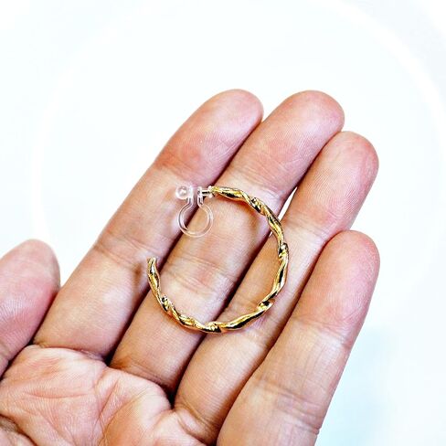 هوب غير مرئية كليب على الأقراط للنساء غير مثقوب الذهب الصغيرة الملتوية هوب مريحة الفضة مشبك كبير على الأقراط ميابي غريس in Kuwait