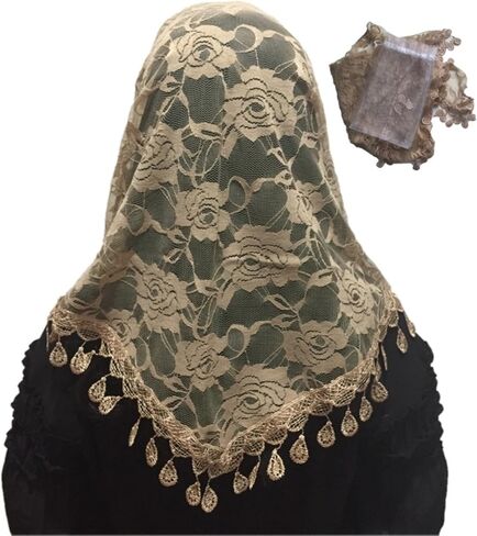 Mass Veil Catholic Church Mantilla Chapel Lace Shawl or Scarf Latin Mass Head Cover with a Handy Storage Pouch in Saudi Arabia