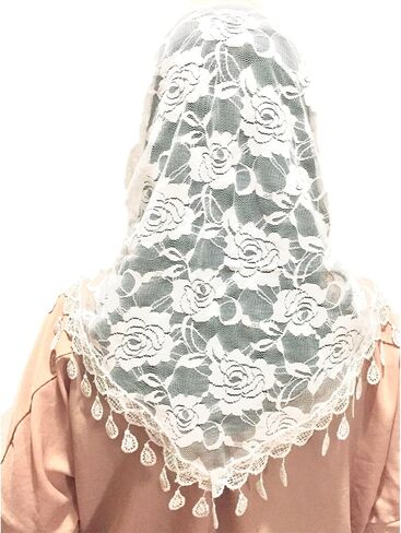 Mass Veil Catholic Church Mantilla Chapel Lace Shawl or Scarf Latin Mass Head Cover with a Handy Storage Pouch in Saudi Arabia