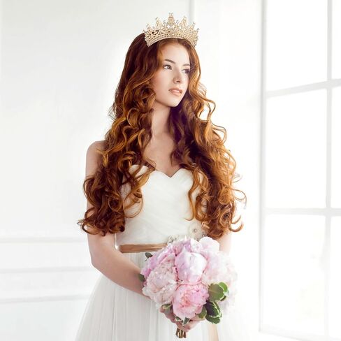 تاج ذهبي للنساء، تاج اميرة كريستالي مرصع بحجر الراين، تاج ملكة للزفاف، اكسسوارات شعر لحفلات الزفاف واعياد الميلاد والحفلات الراقصة والمهرجانات وحفلات بلوغ سن الرشد، دعائم صور in Kuwait